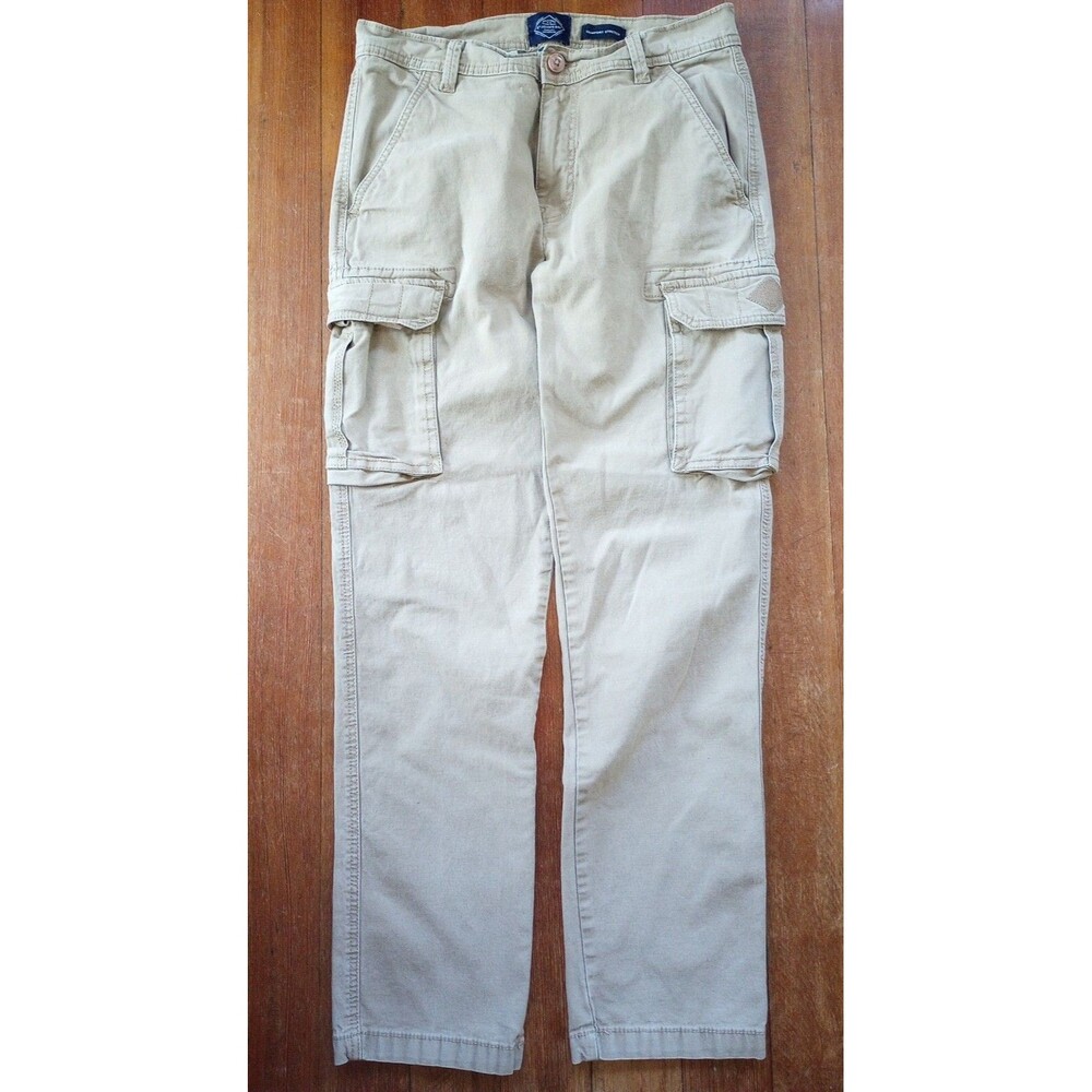 St Johns Bay Men's Utility Cargo Pants Tan Stretch  32x31 (actual) EUC